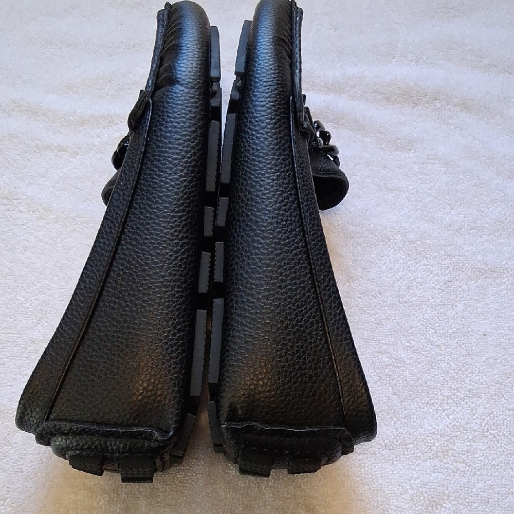 Anne Klein Black Chain-Link Slip-On Loafers - Picture 5 of 6